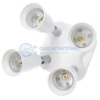 фото Разветвитель цокольный Е27-4хЕ27 (поворотный цоколь) белый REXANT