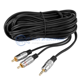 фото Шнур Стерео 3,5мм - 2 RCA, 5м (GOLD-металл) REXANT