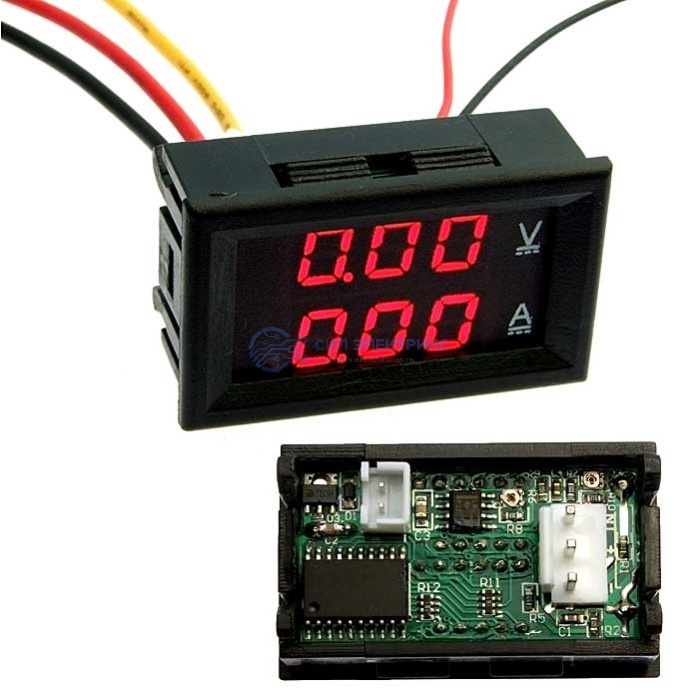 Прибор цифровой 0-100V 0-10A Red фото Прибор цифровой 0-100V 0-10A Red
