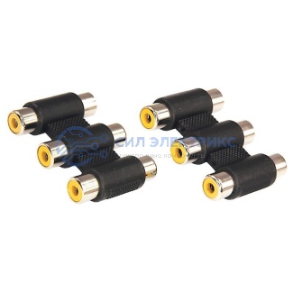 фото Переходник аудио (3 гнезда RCA - 3 гнезда RCA), тринокль, (1шт) REXANT