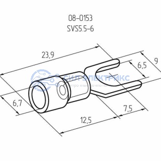 фото Наконечник вилочный изолированный 6.5 мм 4-6 мм ² (НВи 6.0-6 / НВи 5,5-6) желтый REXANT
