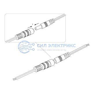 фото Разъем питание на кабель, штекер 2,1х5,5x10мм с проводом 20см, (1шт), REXANT