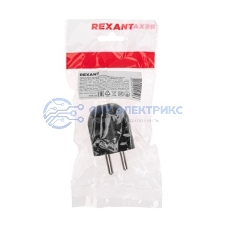 фото Вилка Евро прямая с з/к 16А черная REXANT