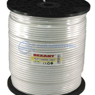фото Кабель коаксиальный Кабель коаксиальный RG-6U, 75 Ом, CCS/Al/Al, 64%, 305 м, INDOOR, белый, REXANT