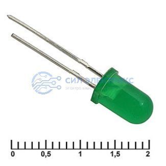 фото Светодиод 5 mm green 30 mCd 20