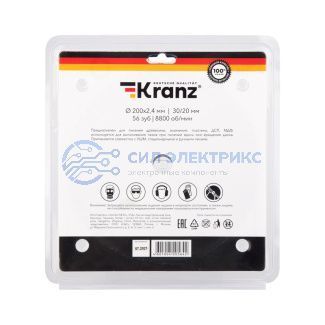 Диск пильный 200 мм х 56 зуб х 30/20 мм KRANZ фото Диск пильный 200 мм х 56 зуб х 30/20 мм KRANZ