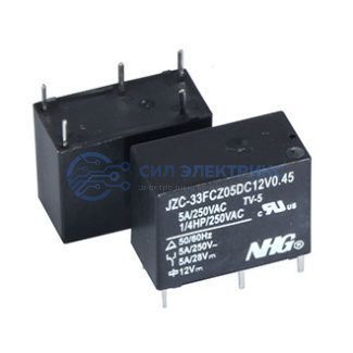 фото Реле JZC-33F-C-Z-5-DC12V-0.45 FORWARD, 12VDC, 5A, тип контактов: переключающий (DPDT), сила удержания: 85 г, рабочая температура: -40°C до +85°C