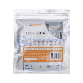 фото LED-лента 5 м 12 В 2835 2700 К IP23 60 LED/м для БП с клеммами LAMPER