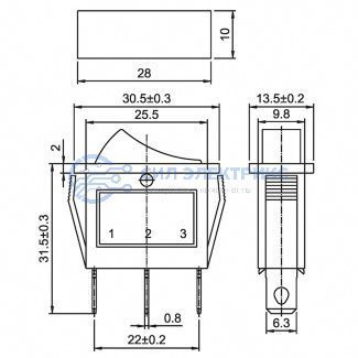 фото Выключатель клавишный 250V 15А (3с) ON-OFF желтый с подсветкой (RWB-404, SC-791, IRS-101-1C) REXANT
