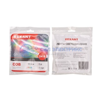 фото Лента светодиодная 24В, COB 12Вт/м, 720 LED/м, RGB, 10мм, 5м, IP20 REXANT