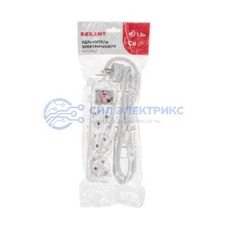 фото Удлинитель STANDARD 3 гнезда, 1,5м, 3х1,0мм², с/з, с выключателем, белый REXANT