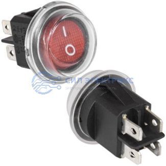 фото Клавишный переключатель KCD1-201N-8-C3-R/4P, on-off, красный, номинальное напряжение 250 В, ток 6 А