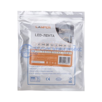 фото LED-лента 3 м 12 В 5050 4000 К IP23 60 LED/м для БП с клеммами LAMPER
