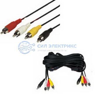 Аудио-видео шнур 4 RCA – 4 RCA, 3 м фото Аудио-видео шнур 4 RCA – 4 RCA, 3 м