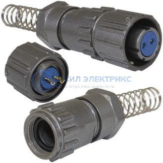 фото Разъем быстроразъемный FQ18-2pin TK-8, кабельный, угловая вилка с байонетным соединением