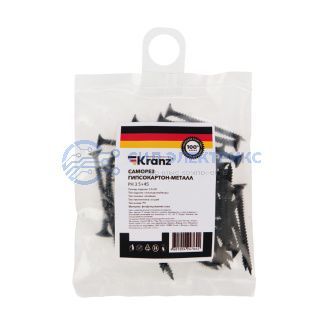 Саморез гипсокартон-металл KRANZ 3.5х45, пакет (50 шт./уп.) фото Саморез гипсокартон-металл KRANZ 3.5х45, пакет (50 шт./уп.)