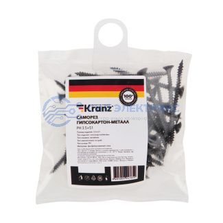 Саморез гипсокартон-металл KRANZ 3.5х51, пакет (50 шт./уп.) фото Саморез гипсокартон-металл KRANZ 3.5х51, пакет (50 шт./уп.)