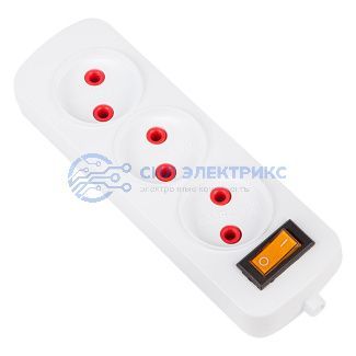 Колодка 3 гнезда б/з с выключателем PROconnect «Эконом» фото Колодка 3 гнезда б/з с выключателем PROconnect «Эконом»