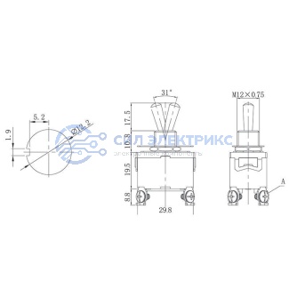фото Тумблер 250V 15А (4c) ON-OFF двухполюсный (KN-201) REXANT