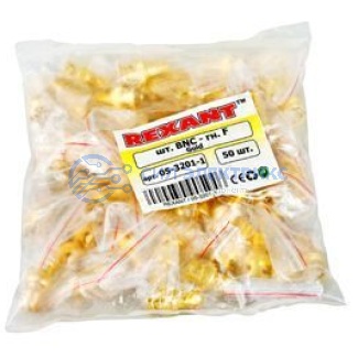 Переход гнездо F - штекер BNC GOLD REXANT фото Переход гнездо F - штекер BNC GOLD REXANT