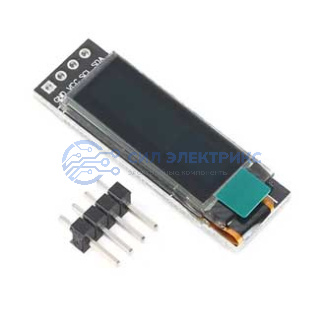 фото Дисплей DSM-OLEDv2-0.91-4P-W, 0.91″, 128×32, I²C 4‑pin, SSD1306, белый, 3.3–5 В