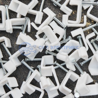 фото Крепеж кабеля плоский 14 х 7 мм, белый (упак. 50 шт) REXANT