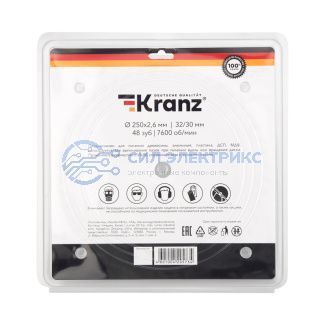 Диск пильный 250 мм х 48 зуб х 32/30 мм KRANZ фото Диск пильный 250 мм х 48 зуб х 32/30 мм KRANZ