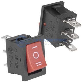 фото Клавишный переключатель KCD1-103-C6-R/3P, on-off-on, красный, номинальное напряжение 250 В, ток 6 А