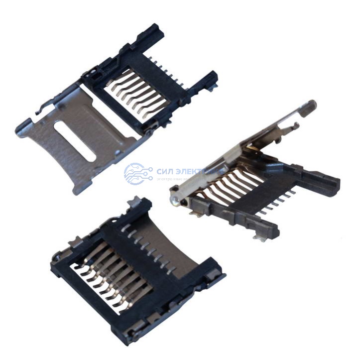 Держатель карты microSD SMD 8pin 1.8H фото Держатель карты microSD SMD 8pin 1.8H