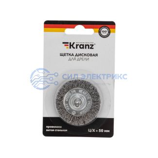 фото Щетка дисковая для дрели, витая стальная проволока, 50мм KRANZ