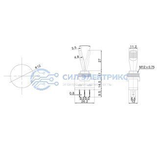 фото Тумблер 12V 20А (3c) ON-OFF однополюсный с красной подсветкой (ASW-13D) REXANT (в упак. 1шт.)