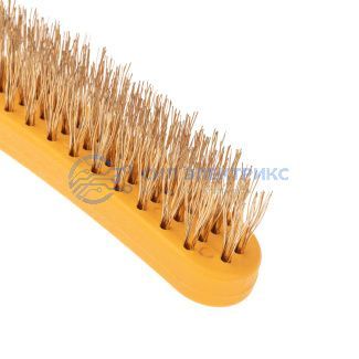 Щетка по металлу с пластиковой ручкой 4 ряд. 260 мм Kranz фото Щетка по металлу с пластиковой ручкой 4 ряд. 260 мм Kranz