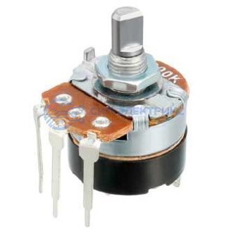 фото Потенциометр WH138-4 F, 50 кОм, линейный, монтаж на панель, корпус THT
