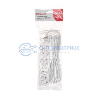 фото Удлинитель STANDARD 4 гнезда, 3м, 3х1,0мм², с/з, белый REXANT