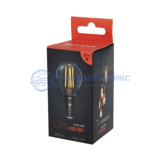 фото Лампа филаментная Шарик GL45 7,5Вт 600Лм 2700K E14 прозрачная колба REXANT