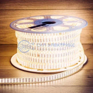 фото LED лента 220 В, 7.5x20 мм, IP67, SMD 2835, 276 LED/m, цвет свечения теплый белый, 50 м