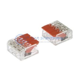 фото Клемма зажимная соединительная безвинтовая PCT-413 на 3 провода, 0,5-2,5 мм2, маркировка оранжевая, аналог WAGO