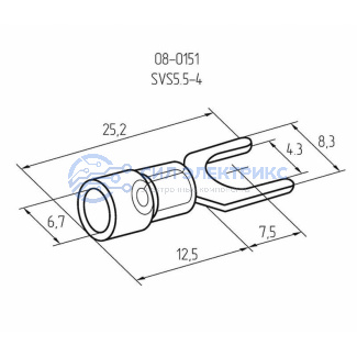 фото НАКОНЕЧНИК ВИЛОЧНЫЙ изолированный (4.3мм) 4-6мм² REXANT (БЛИСТЕР F)