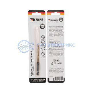 Сверло по металлу, 3мм, Р6М5, ТИТАН, шестигранный хвостовик (1 шт. в упаковке) DIN 338 KRANZ фото Сверло по металлу, 3мм, Р6М5, ТИТАН, шестигранный хвостовик (1 шт. в упаковке) DIN 338 KRANZ