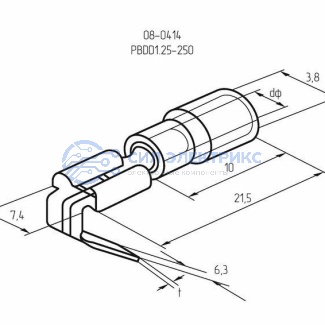 фото Клемма плоская изолированная РПи-О 1.5-(6.3)/РпИо 1.5-7.5 гнездо 6.6 мм + штекер - 6.3 мм 0.5-1.5 мм² REXANT