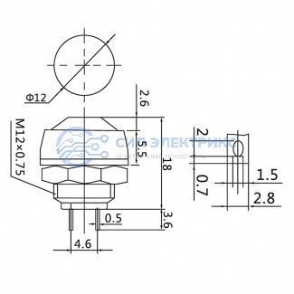 фото Выключатель-кнопка 250V 1А (2с) OFF-(ON) Б/Фикс красная Micro (PBS-33В) REXANT