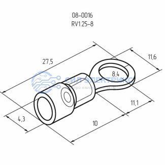 фото Наконечник кольцевой изолированный ø 8.4 мм 0.5-1.5 мм² (НКи 1.5-8/НКи 1,25-8) красный REXANT