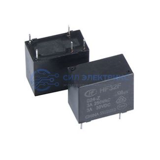 фото Реле HF32F/024-ZS3, 24VDC, 10A, тип контактов: переключающий (SPDT), сила удержания: 100 г, рабочая температура: -40°C до +85°C