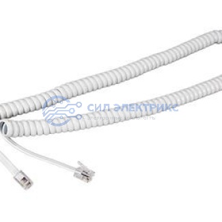 фото Телефонный шнур, витой трубочный RJ-10(4P-4C), длина 7 метров, белый REXANT