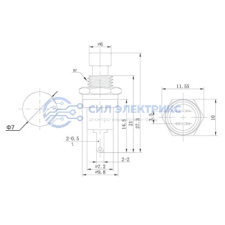 фото Выключатель-кнопка металл 220V 2А (2с) OFF-(ON) Ø7.2 красная Micro (RWD-301, PBS-10B) REXANT
