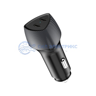 фото Автомобильное зарядное устройство с двумя портами (USB-C PD + USB-C PD) со световой индикацией, 40Вт, черное REXANT