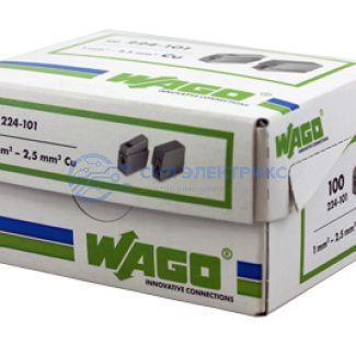 фото 224-101 Клемма для осветительного оборудования (1,0-2,5)/(0,5-2,5) мм², серая (100 шт./уп.) WAGO