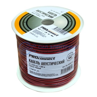 фото Кабель акустический ШВПМ 2х0.50 мм², красно-черный, 100 м, PROconnect