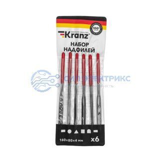 фото Набор надфилей KRANZ 160х4 мм, 6 шт., обрезиненные рукоятки