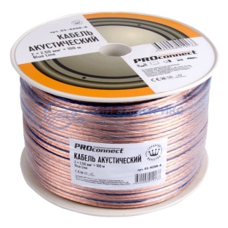 фото Кабель акустический 2х2,50 мм², прозрачный BLUELINE, 100 м, PROconnect